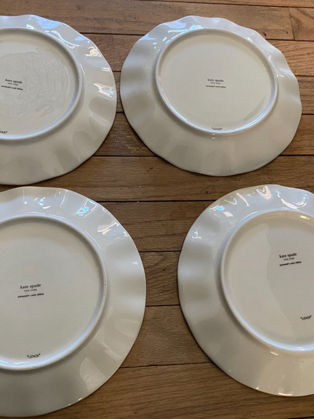 Set of 4 Kate Spade Lenox Gwinnett Lane Creme 9" Accent Luncheon Plates - Picture 4 of 4